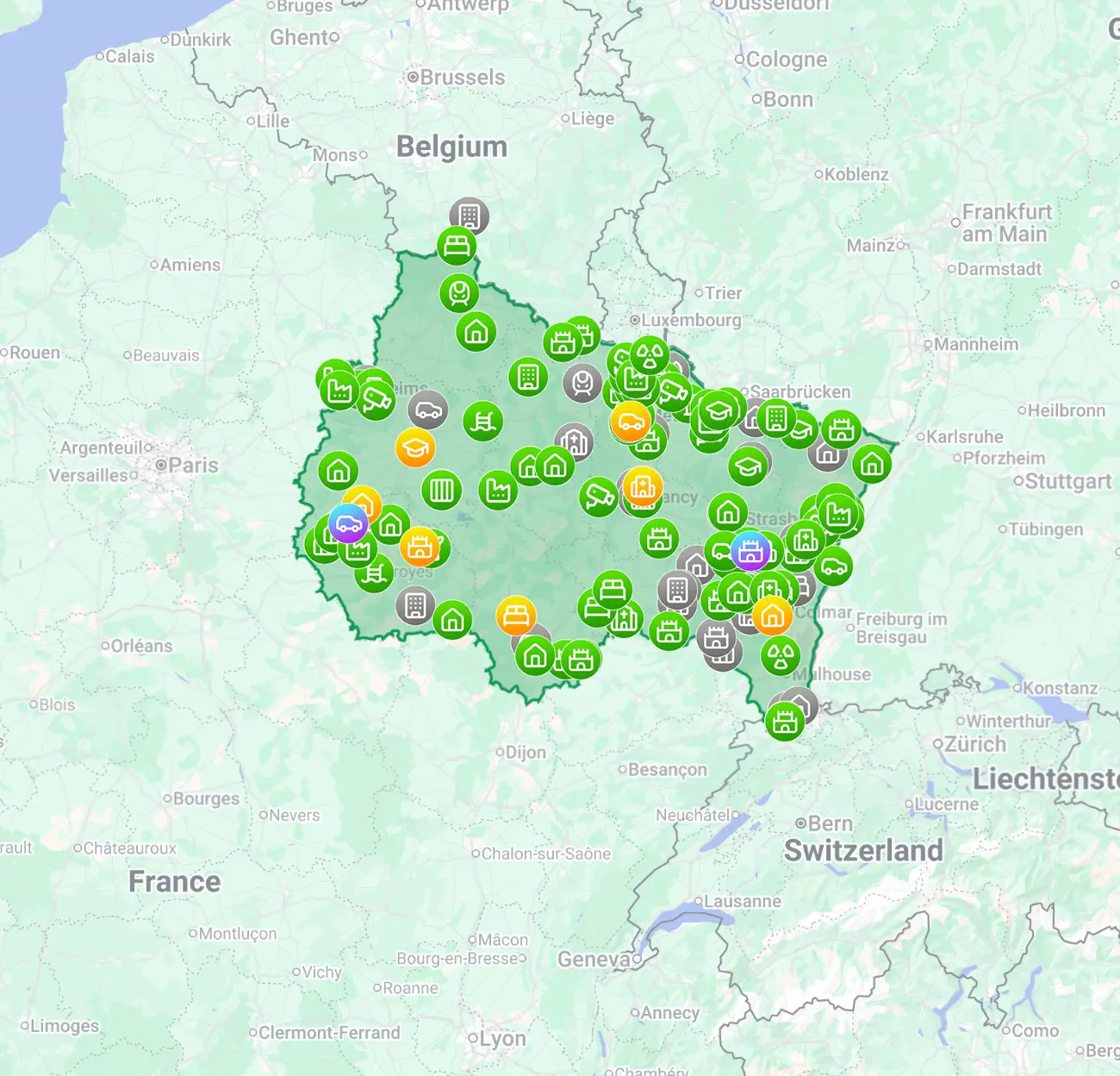 Grand Est urbex map preview
